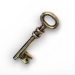Vintage Gold Tone Skeleton Key Pendant Pin